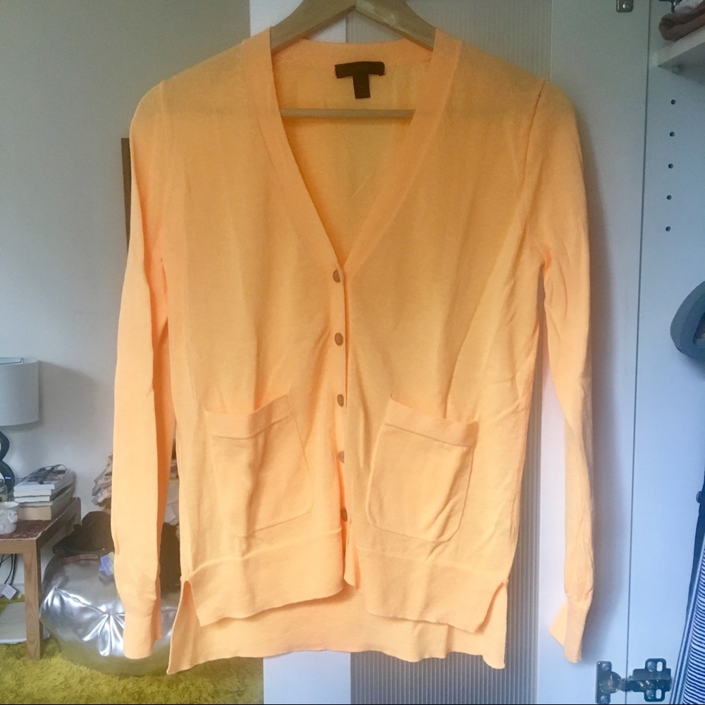 NWOT J. Crew cotton blend light orange cardigan